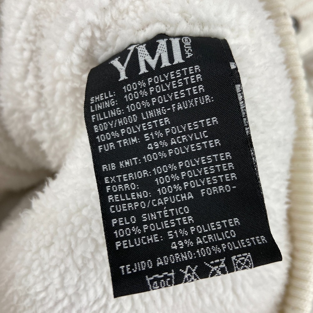 Vintage Y2K YMI Jacket Sz M White Plaid Lined Ribbed Snap Front Hooded Thermal - Picture 4 of 9
